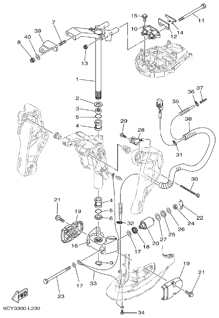 Yamaha F70AET BRACKET 2 parts diagram